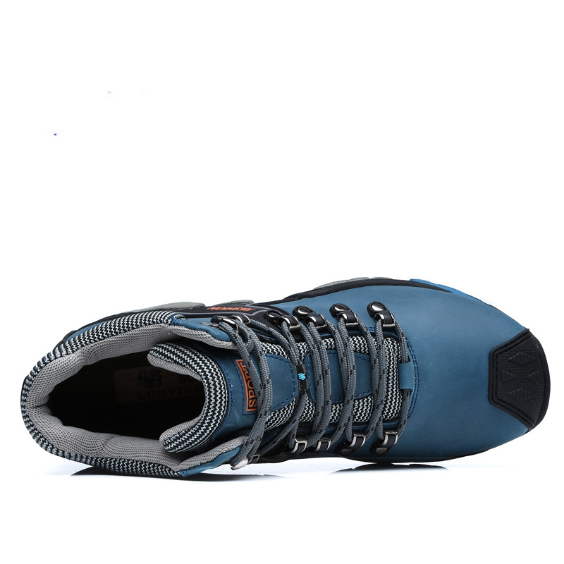 Genuine Blue Leather Winter Men's Hiking Outdoor Sports Shoes Man High Quality Trekking Boots For Men chaussures de sport dfe3 5553