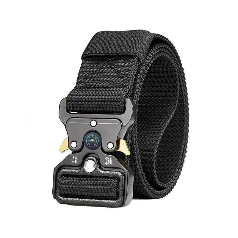 Real tactical belt quick release outdoor military belt soft real nylon sports accessories mens and womens black belts plus size W240920