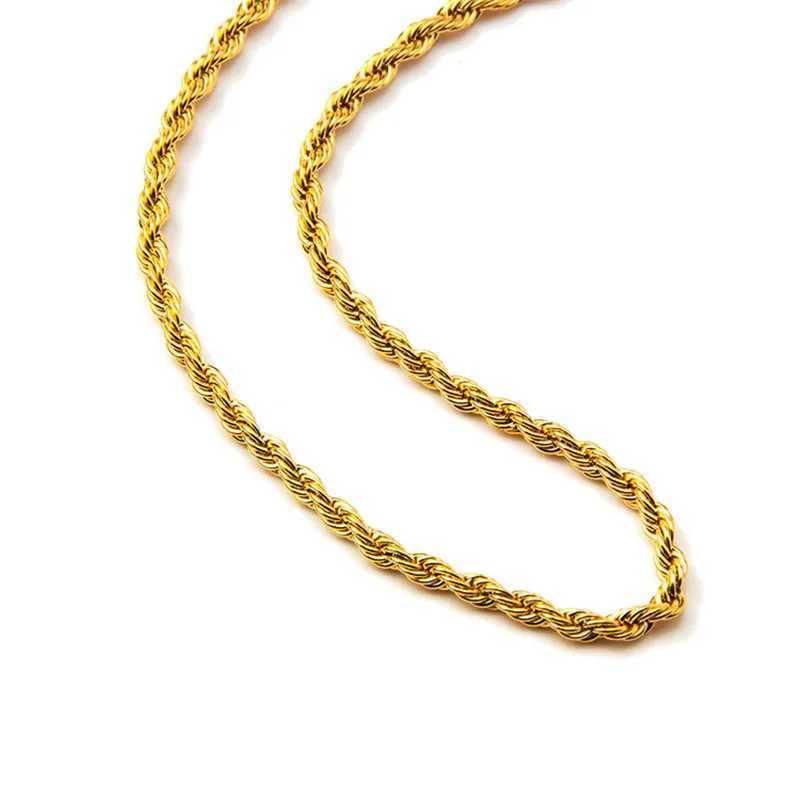 Wholesale Price 316L Stainless Steel Gold Color Twist Chain Necklace Fashion Gift Jewelry For Men and Women Width 3MM drop shipX240919