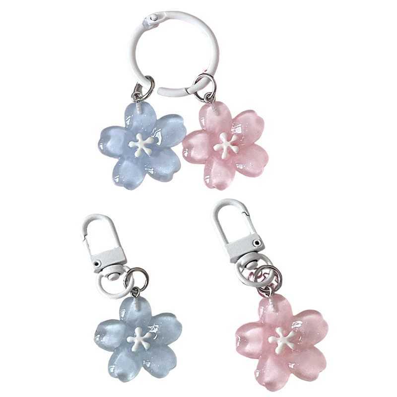 Creative Lovely Flower Keyring Sweet Jelly Color Sakura Keychain Pendant Cute Fashion Backpack Hanging Ornaments Couple GiftsX240919