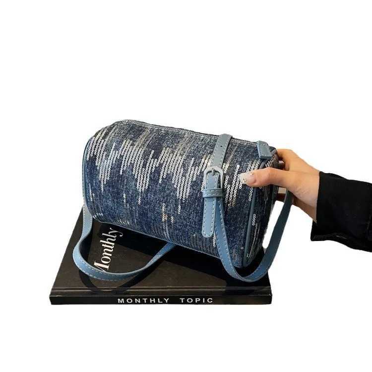 Luxury Women Brand Denim Crossbody Bag Casual Sequined Pillow Bling Shoulder 240920