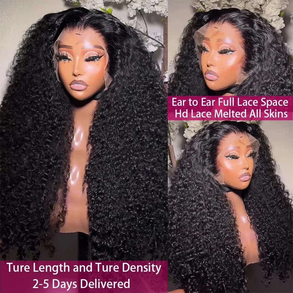 100% hd Frontal Wig Pre-Plucked 250% Full Density Kinky Curly Wigs Human Hair 13x6 Hd Lace