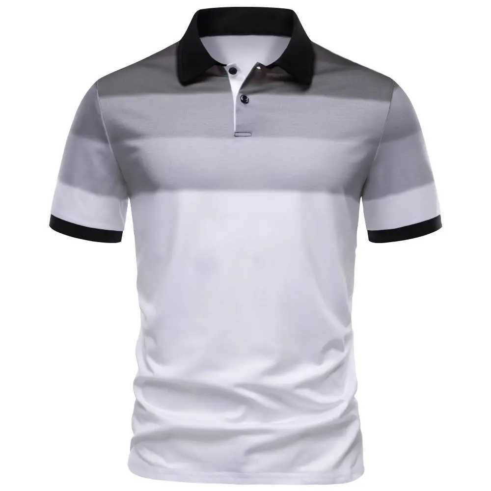 Mens Polo Shirt Gradient Casual Style Button Short Sleeve For Men Regular Fit Daily Outdoors Wear Mens Polo ShirtX240920