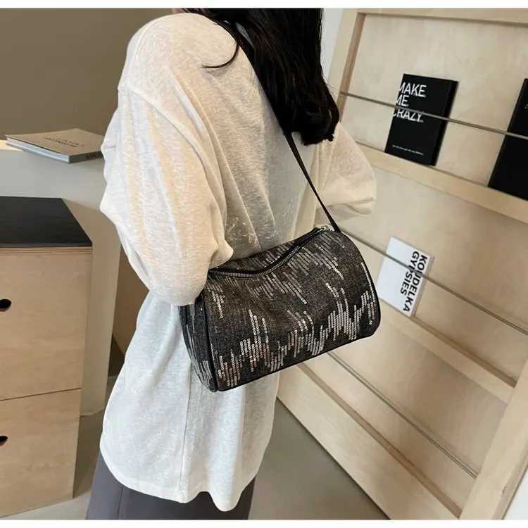 Luxury Women Brand Denim Crossbody Bag Casual Sequined Pillow Bling Shoulder 240920