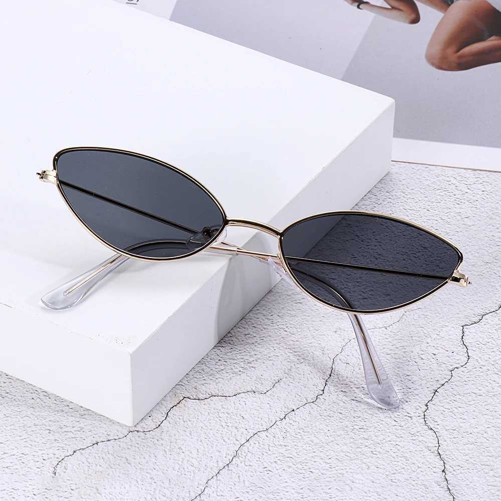 2021 Cute Sexy Cat Eye Sunglasses Luxury Metal Frame New Small Gold Red Vintage Fashion Cateye Sun Glasses Lady UV400 EyewearX240920