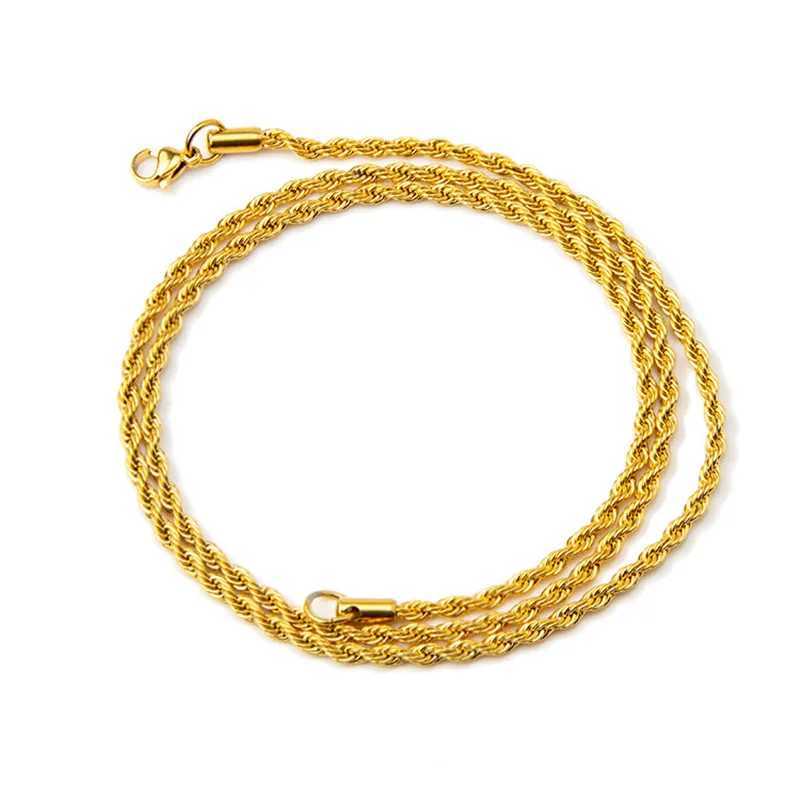 Wholesale Price 316L Stainless Steel Gold Color Twist Chain Necklace Fashion Gift Jewelry For Men and Women Width 3MM drop shipX240919