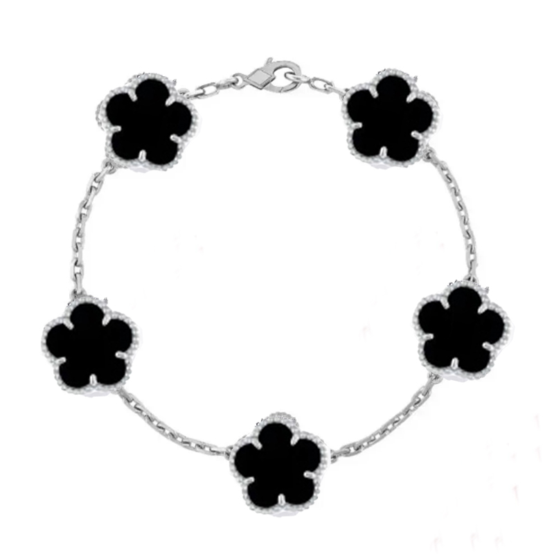 925 Silver Clover Five Flower 15mm Medium Chain High Quality Bracelet Luxury Jewelry Z260313