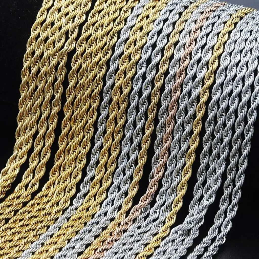 1 Piece Stainless Steel Necklace For Men Women Braided Rope Chain Choker Necklace Gold Color Neck Metal Fashion Jewelry GiftX240919