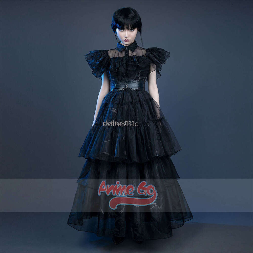 Addams Cosplay Costume Wednesday Black Dance Evening Dress Women Girls Elegant Upgraded Version C07196