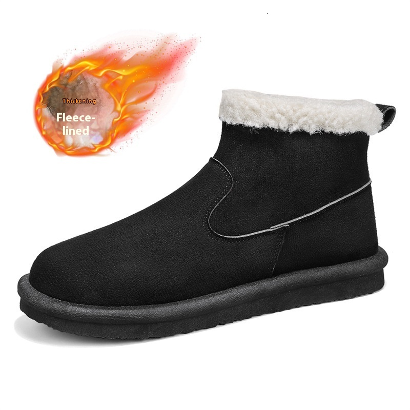 Winter high top casual snow boots with zipper and plush warm cotton boots, fashionable solid color bread shoes M81