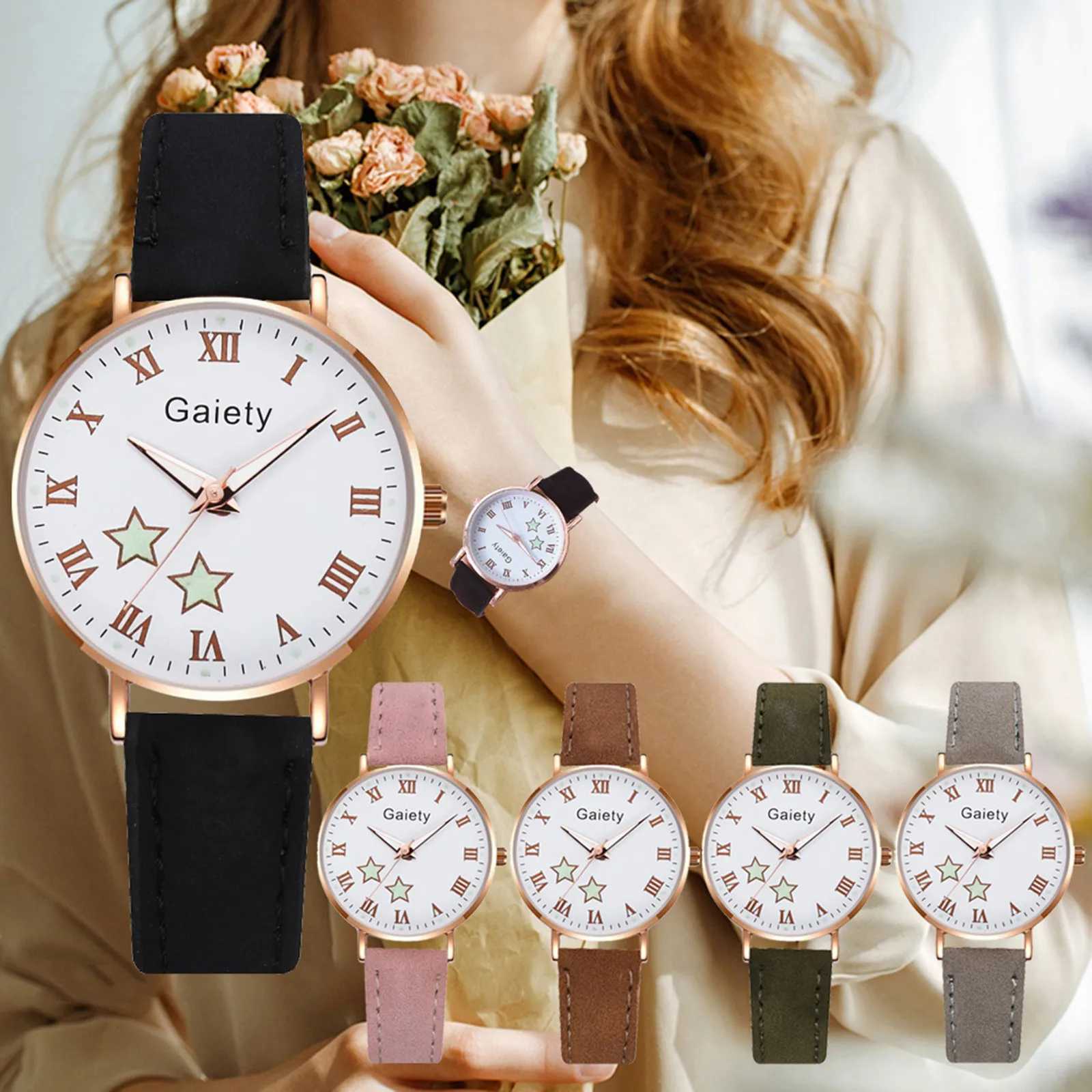 Star Printed Small Dial Quartz Watch Temperament Ladies Suede Belt Watch Waterproof Luminous Quartz Watch Reloj Para MujerX240920