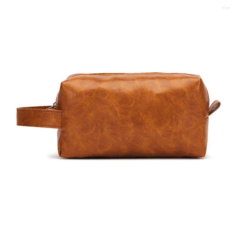 Cosmetic Bags Vintage Leather Bag Toiletry Storage Travel Organizer For Men Women Casual Handbag MakeUp