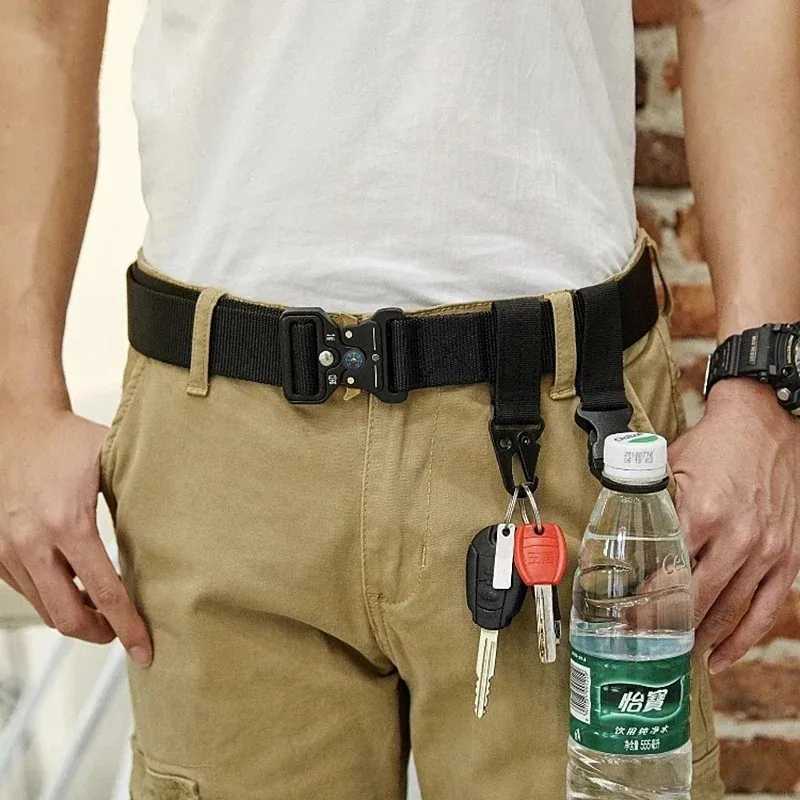 Real tactical belt quick release outdoor military belt soft real nylon sports accessories mens and womens black belts plus size W240920