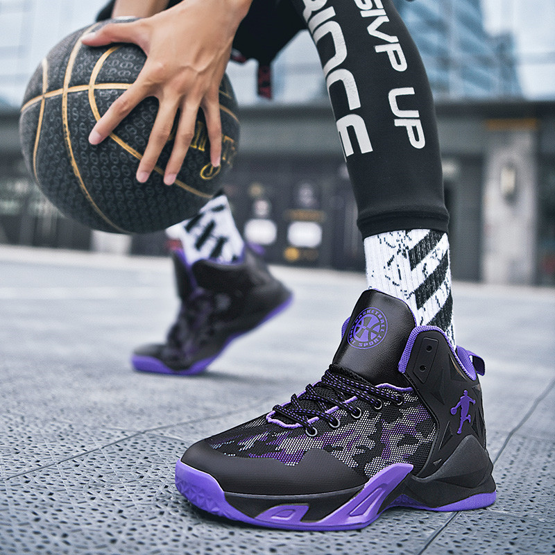 New 2022 Black Purple Original Basketball Shoes Men Outdoor Trending Basketball Sneakers High Quality Sports Men Training Shoes