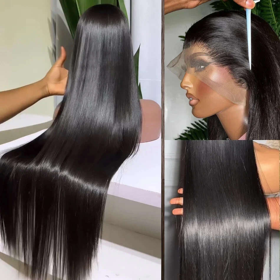 250% HD Bone Straight 13x6 Front Human Wigs 30 40 Inches Transparent 13x4 Lace Frontal 5x5 Closure Remy Hair Wig