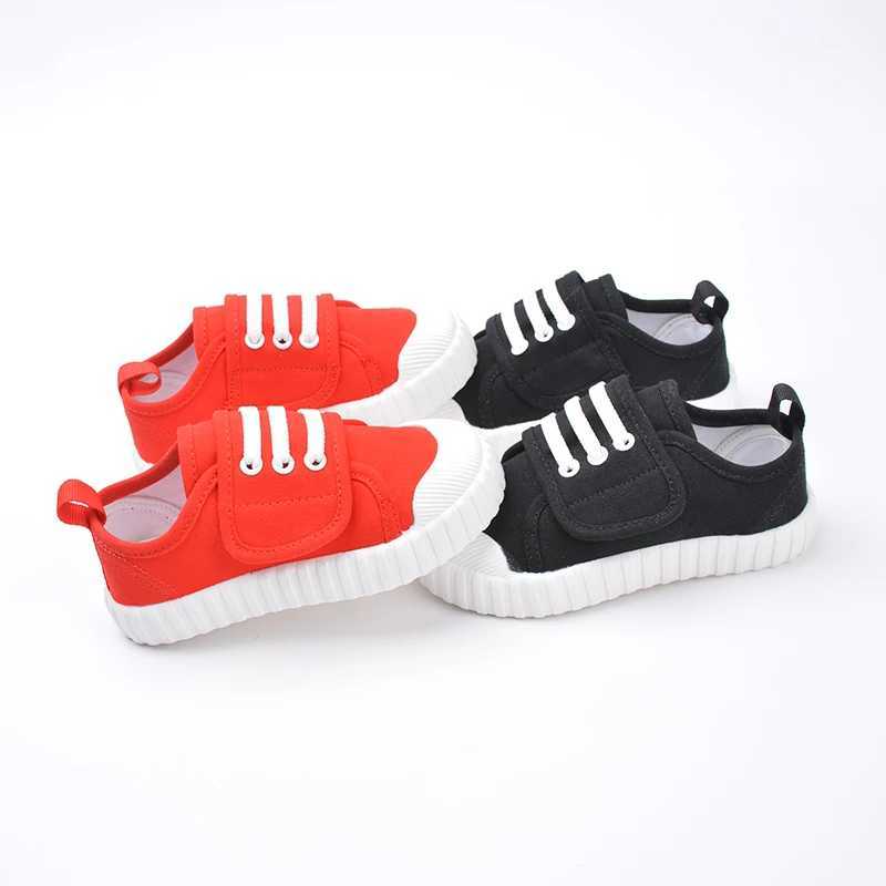 Middle and Small Children Jogging Wrapped Black and Red Shoes Kids Low Top Soft Bottom Canvas ED7025 M240920