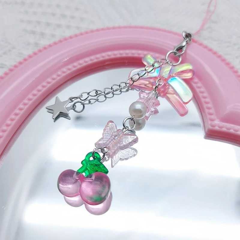 Resin Strawberry Keychain Acrylic Bowknot Phone Charm Handmade Bowknot Phone Jewelry Resin Bowknot Keychain for Party DailyX240919