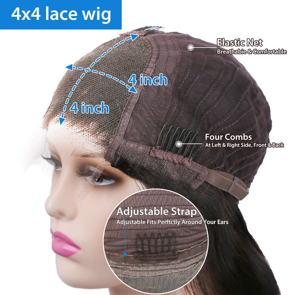 4/27 Highlight Ombre 4X4 Body Lace Front Bob Wigs Human Hair Brown Mix Blonde C Part Water Wave Closure Wig 250% For Women