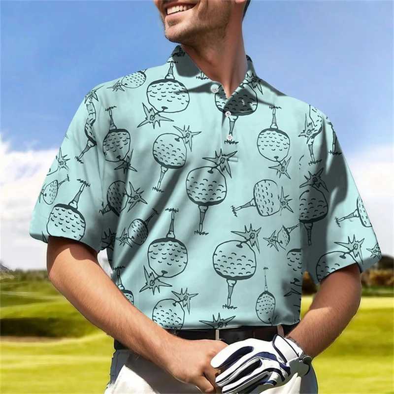 New Golf Harajuku Polo Collar Short sleeved Sweatshirt Mens Polo Shirt Summer Comfortable and Breathable Casual Street ClothingX240920