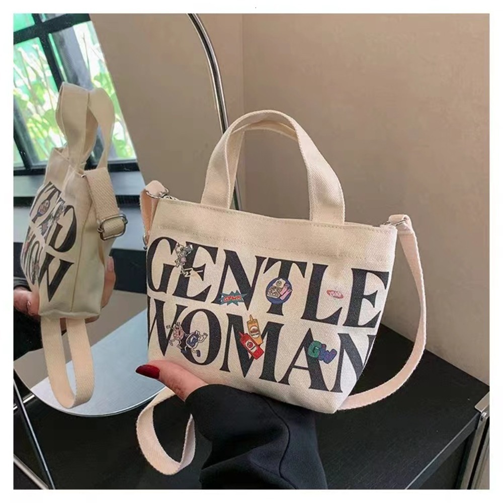 2024 Large Capacity Shoulder Canvas Letter Printing Crossbody Fashion Tote Bags Birthday Gifts