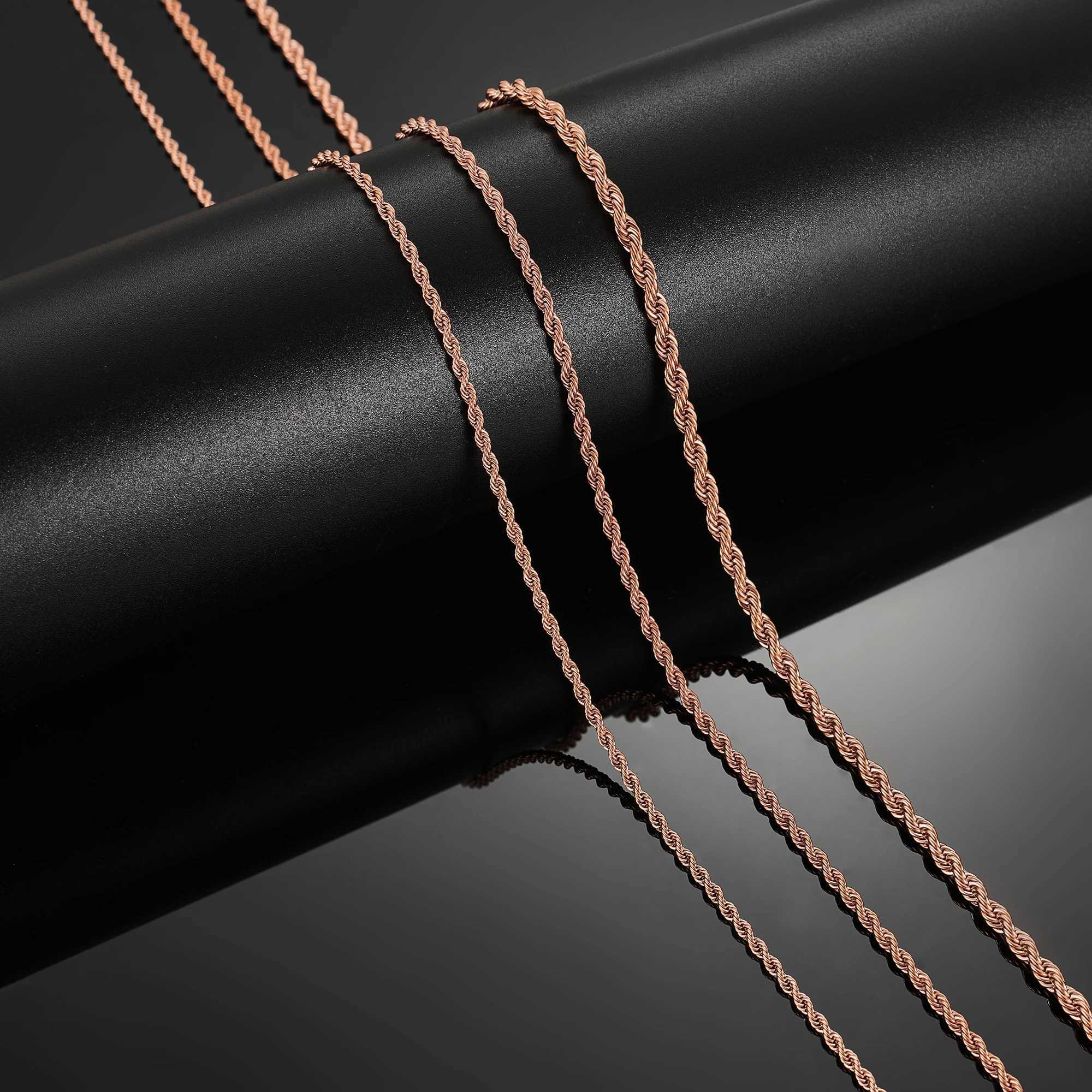 Stainless Steel Twist Rope Chains Men Women Rose Gold Color Plated Necklace Choker High Quality Jewelry Gifts 2/3/4mm WideX240919