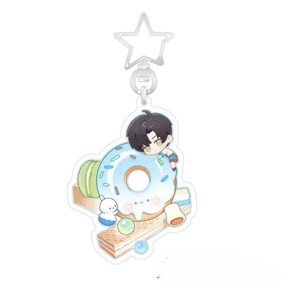 Love and Deepspace Sylus Qin Che Cosplay Key Chain Acrylic Keychains Backpack Q Cake Dessert Series Rafayel Pendant Badge PinX240919