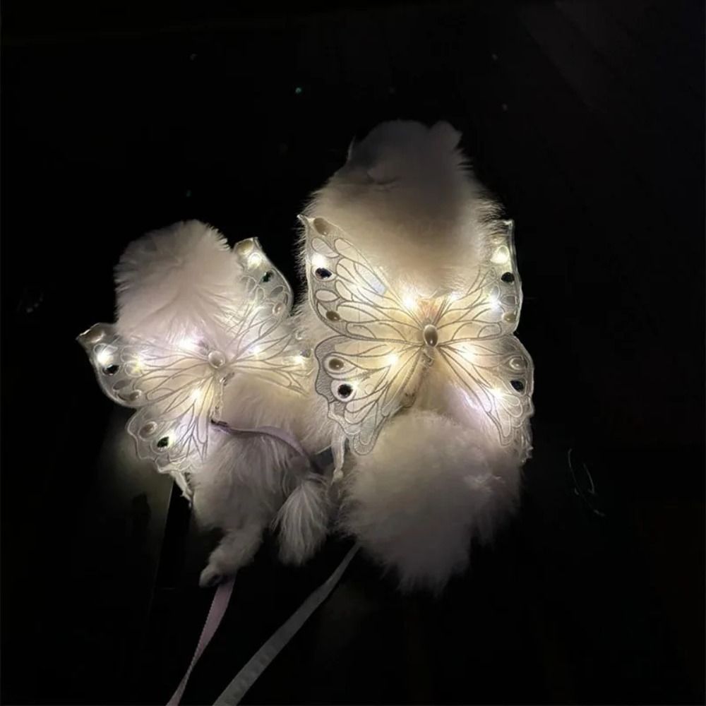 Dog Wings Glowing Butterfly Pet Back Decoration Cute Cat Accessories Dog Clothes for Small Medium Pet Supplies