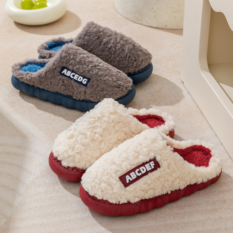 Thick Indoor Outside Boy Girl Winter Home Warm Fluffy Slippers High Heels Fur Cotton Shoes Ladies Couples TG07