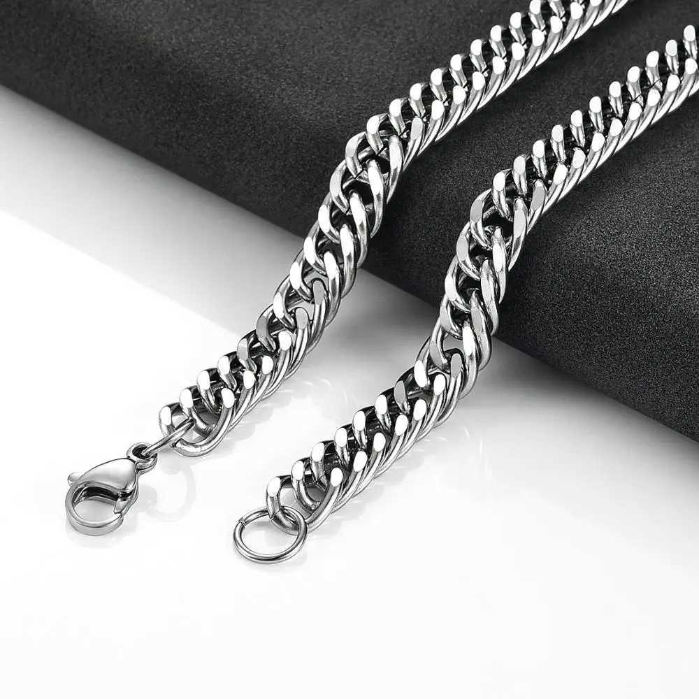 Fashion Men Stainless Steel Necklace High Quality Gold/Silver Color Link Cuban Chain Choker Jewelry AccessoryX240919