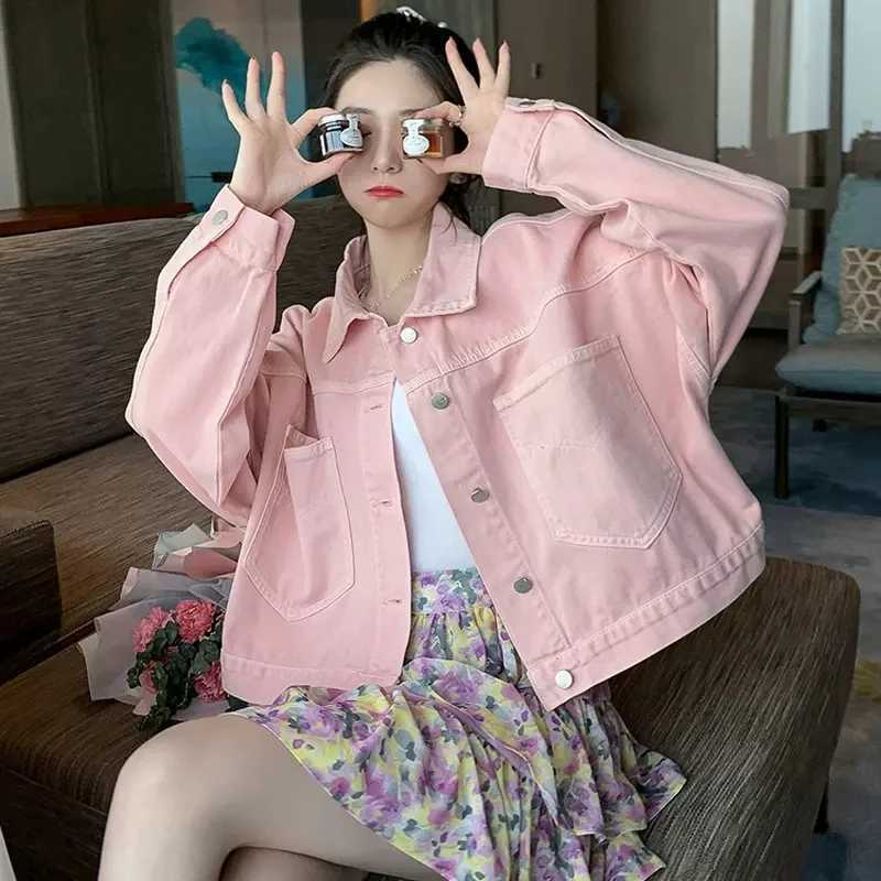 Purple Denim Coat Female Short Korean Version 2024 Spring Autumn Clothes Everything Loose Small Jacket Fat Sister Student TopX240920