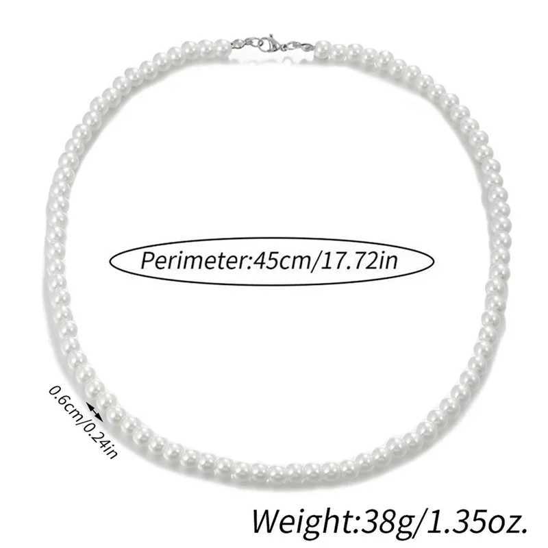 Boho Trendy Hip Hop Imitation Pearl Chokers Necklace for Men Women Exquisite Beaded Neck Chain Male Wedding Street Party JewelryX240919
