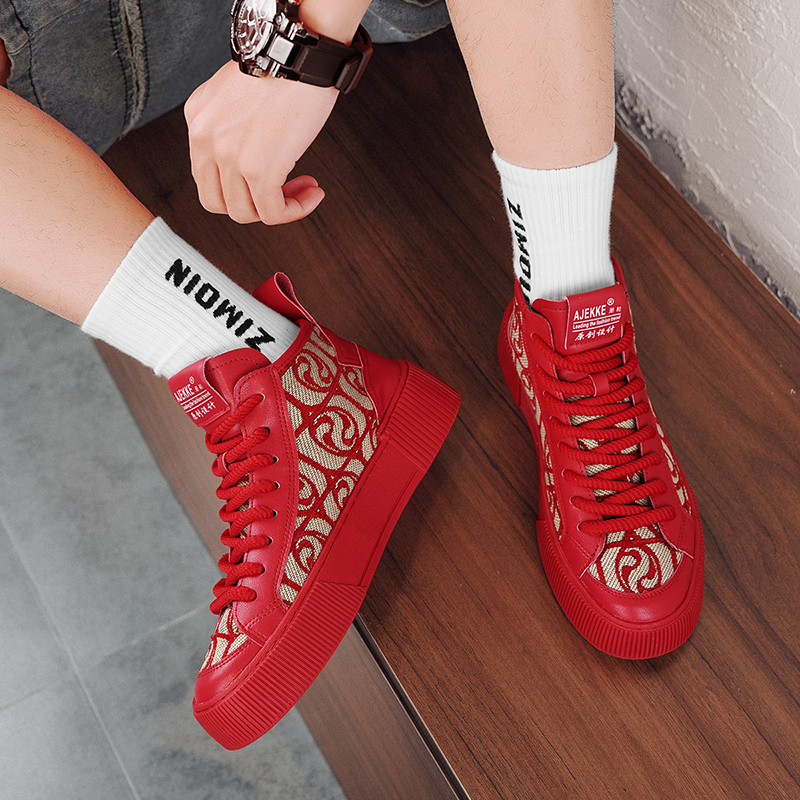 Original High Top Mens Skateboard Shoes 2024 Trend Red Sneakers Men Lightweight Platform Men's Vulcanized Shoes tenis de hombre
