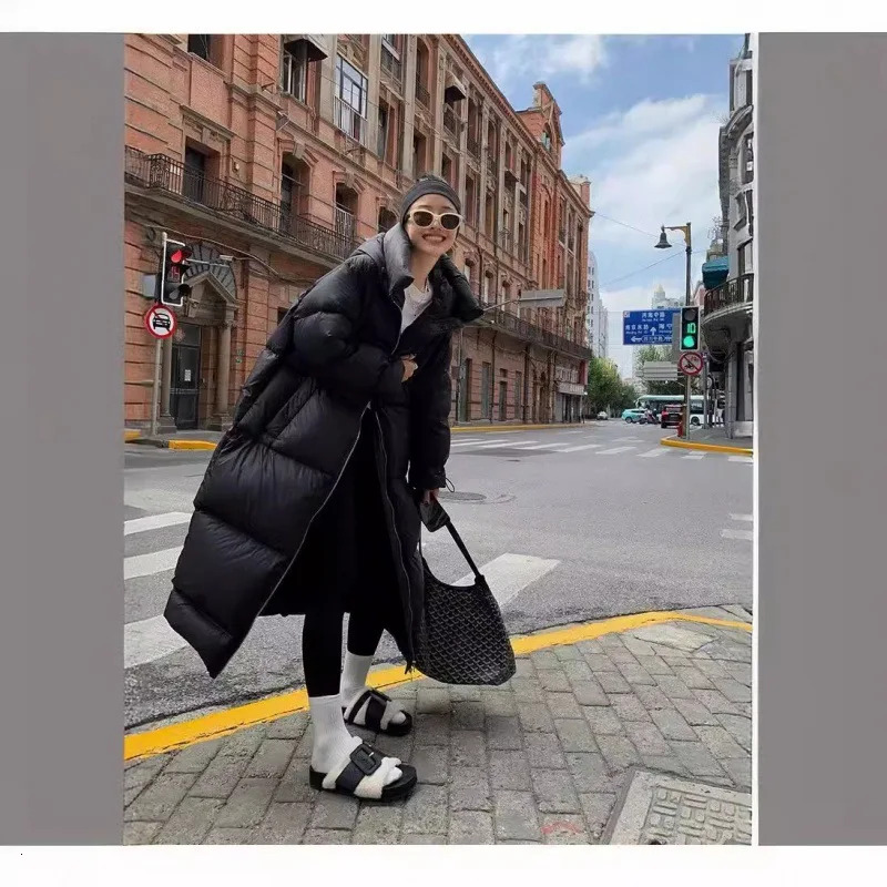 2024 Winter New Coat Long Sleeves Loose Fit Thickened White Duck Down Jacket Warm Comfortable Women's Outwear