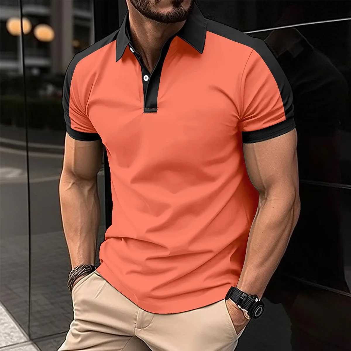 Top Selling Mens Short-sleeved Polo Shirt Lapel Button Solid Color Shirt Polo Shirt Summer Casual Comfortable Mens ClothingX240920
