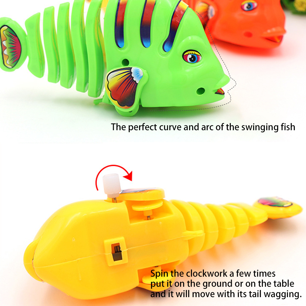 Cat Toys Interactive Clockwork Swinging Cartoon Fish Toys Cat Training Plastic Fall Resistance Puzzle Toy for Cats Kitten Kitty