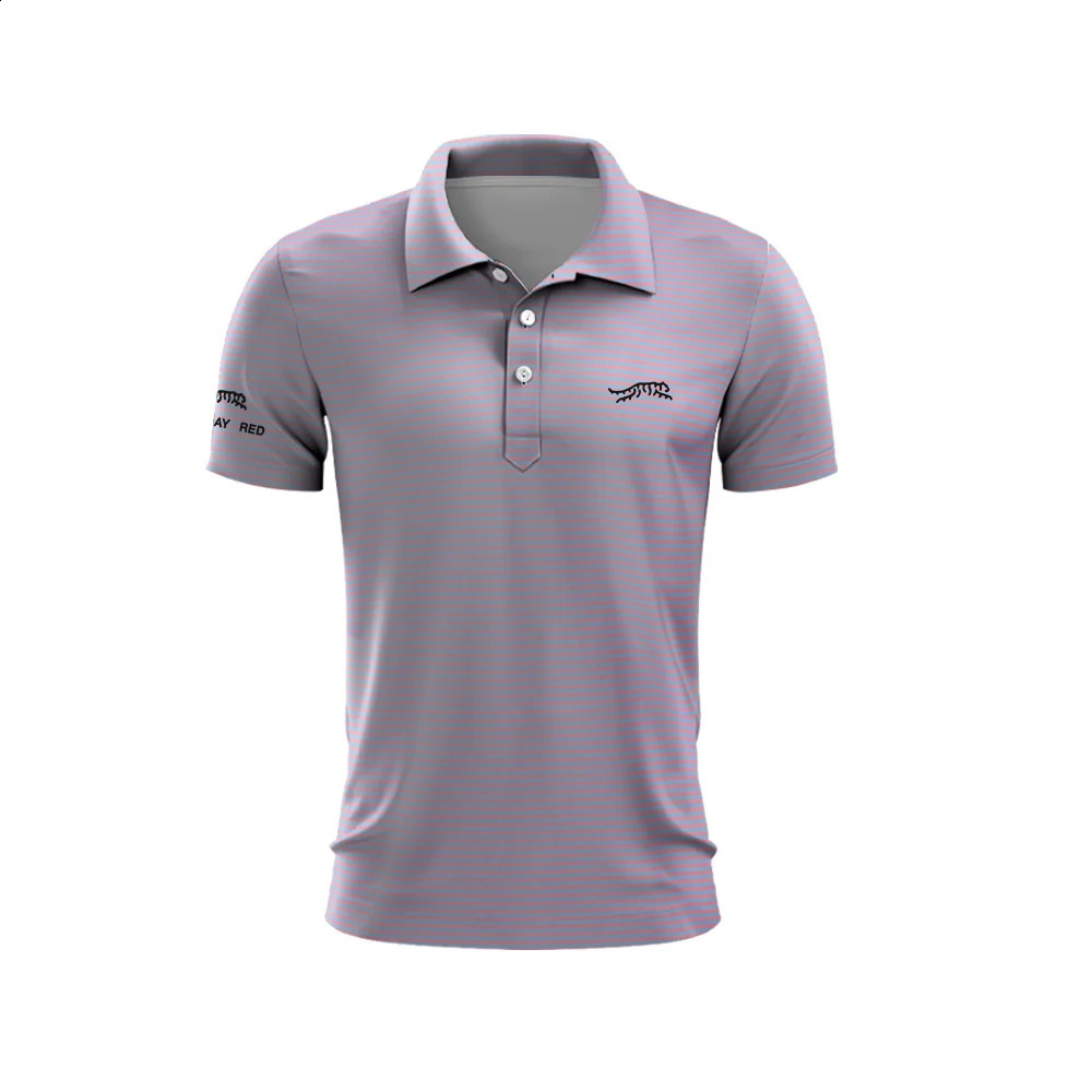 Tiger Woods Golf Sun Day Red Stripe Blue Mens Summer TShirt Top Quick Dry Club Button Polo Shirt 240919