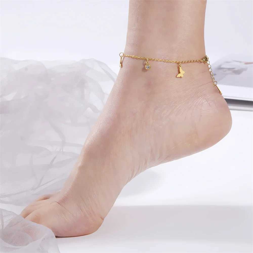 Trendy Stainless Steel Anklet Foot Bracelet Star Moon Heart butterfly Chain Anklets for Women Bracelet on the leg Jewelry Gifts Y240920