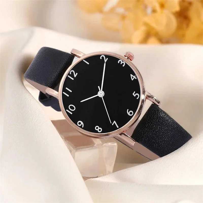 2pcs 2024 New Watch Women Fashion Casual Leather Belt Watches Simple Ladies Round Dial Quartz Wristwatches Reloj MujerX240920