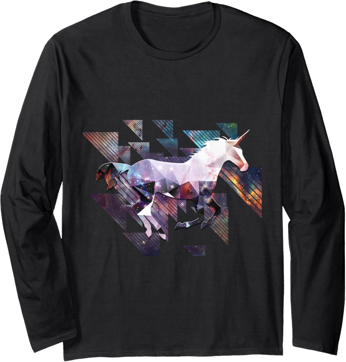 Long Sleeve Shirts for Men sweatshirt Cute Unicorn Riding in Space Silhouette Long Sleeve Tee Streetwear Casual tops clothes
