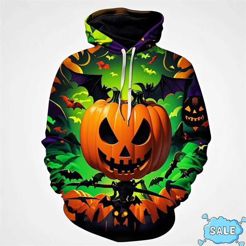 Harajuku 3D Halloween Day Printing Hoodies Men All Saints Day Pumpkins Graphic Hooded Hoody Fashion Funny Pullovers Hoodie Tops Y240920