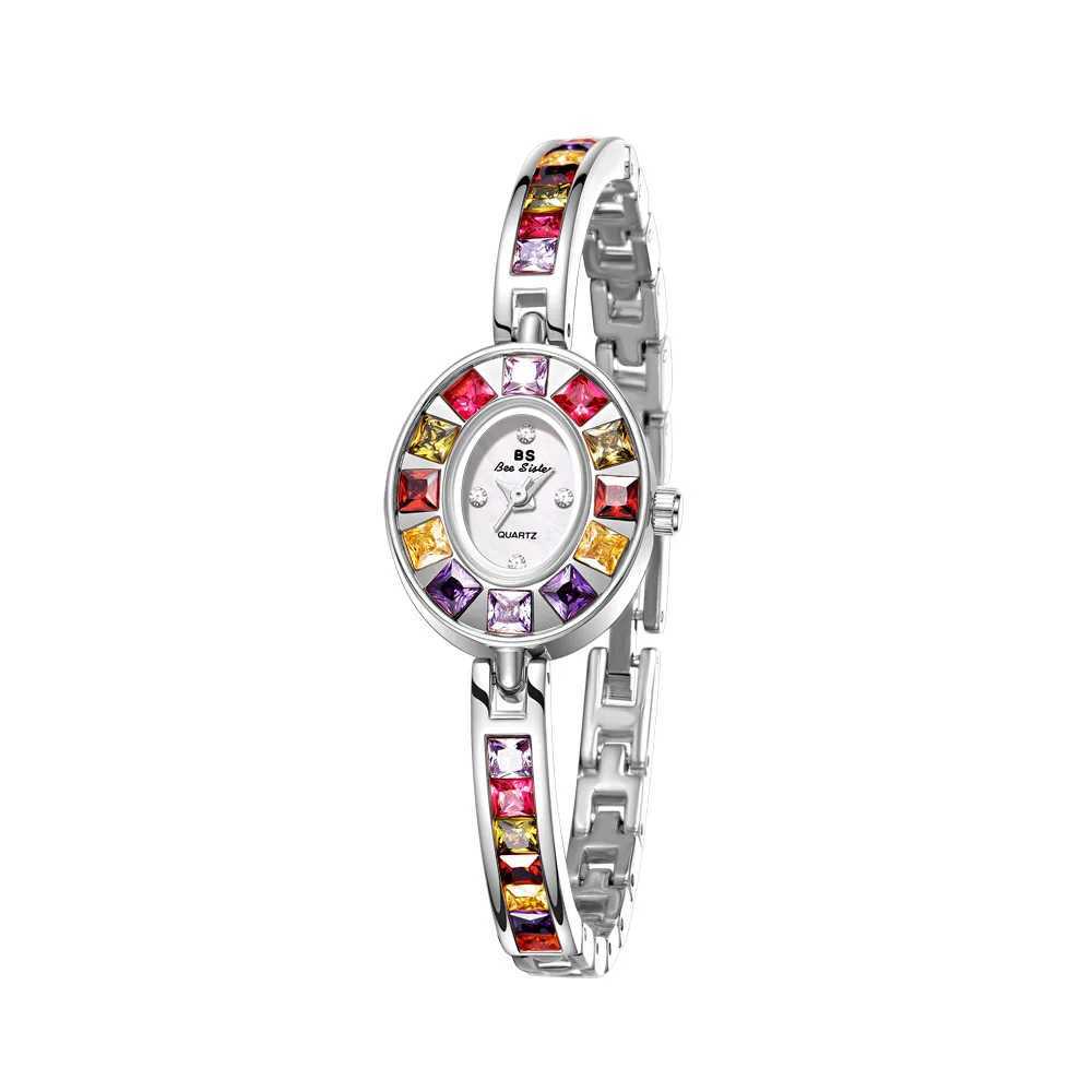 Womens Watch Luxury Fashion Quartz Wristwatches Colored Rhinestone Small Silver Bracelet Watches For Women GiftsX240920