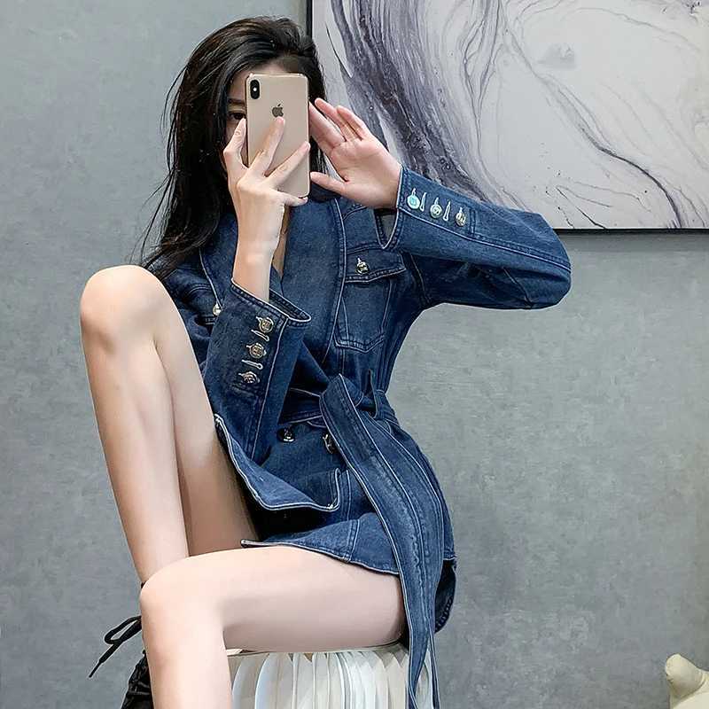 Retro Blue Denim Jacket For Womens Spring And Autumn Design Loose And Slimming Versatile And Stylish TopX240920
