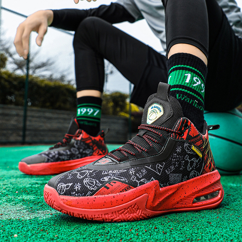 Men High-quality Women Non-slip Basketball Boots Kids Cushioning Sneakers for Boy High Street Walking Shoes bab7