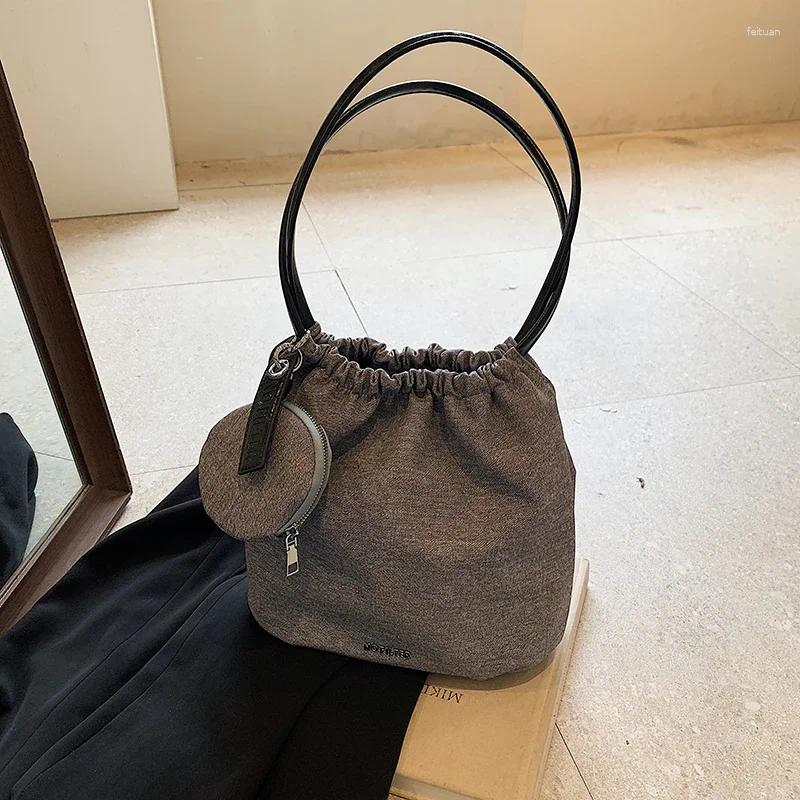 2025 new shoulder bags large capacity retro denim blue soft leather bag single womens tote niche design korean version handheld zhanyishengli