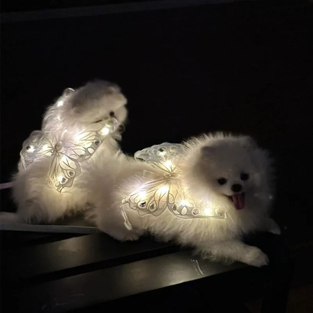 Dog Wings Glowing Butterfly Pet Back Decoration Cute Cat Accessories Dog Clothes for Small Medium Pet Supplies