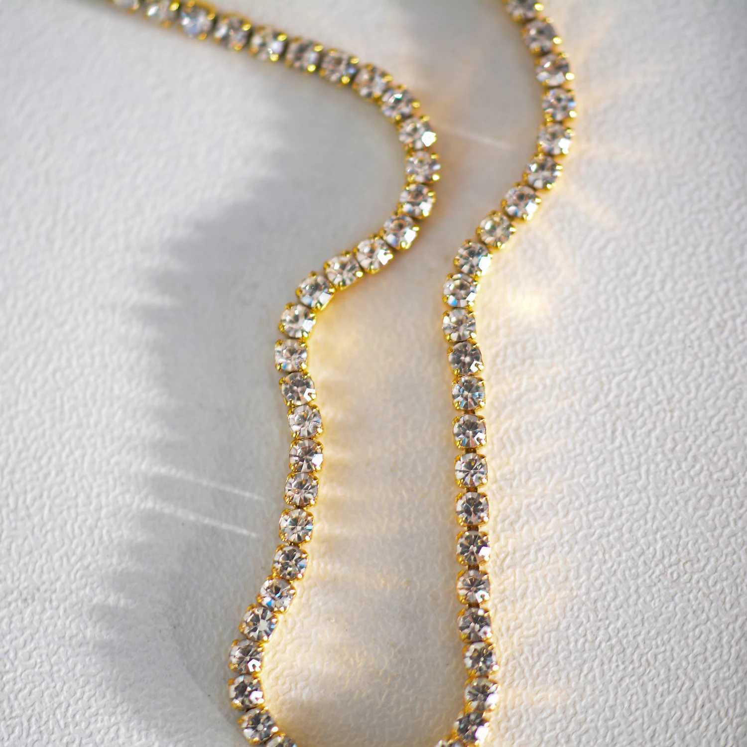 Hot Sale New Style Stainless Steel Charm Buling Shine Zircon Crystal Necklace Link Chain For Women Girls Fashion JewelryX240919