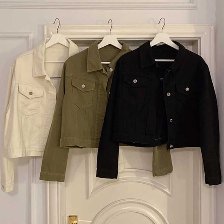New 2021 Autumn Winter Women Denim Jeans Jacket Pockets Streetwear Short Fashionable Korean Style Oversized Lady Tops JK8060X240920