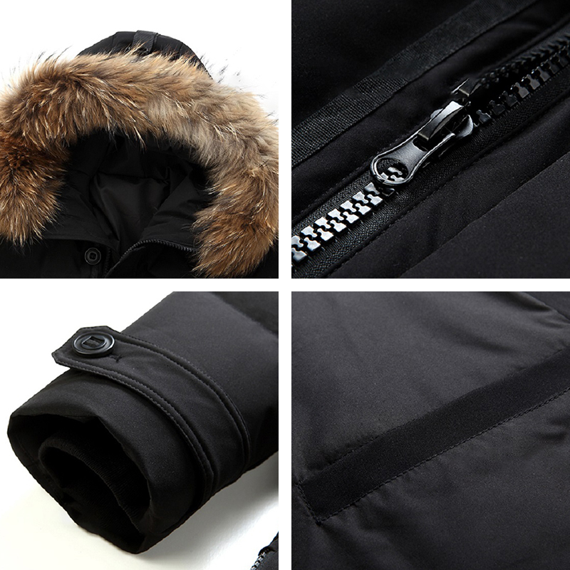 High Quality Long Down Jacket Winter Warm Thick Windproof Casual Puffer Men Waterproof Hooded Fur Collar Padded Parkas Male