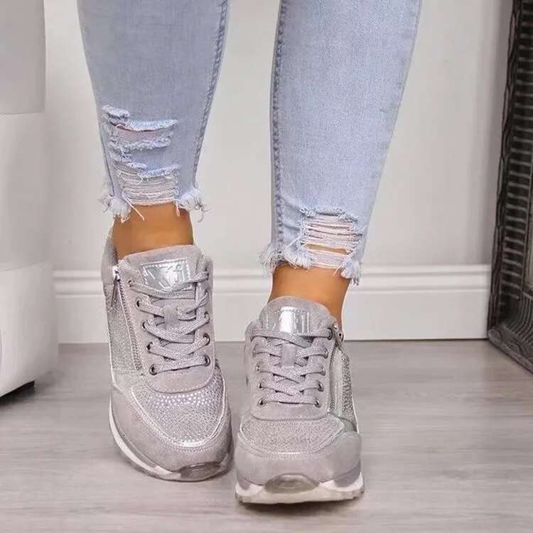 Summer Sneakers Women Solid Color Lace-up Versatile Platform Fashion Plus Size Vulcanize Shoes atos De Mujer