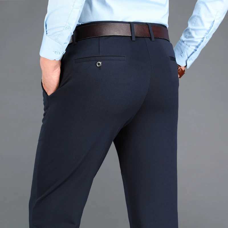Summer and autumn mens business casual pants elastic work pants mens formal dress pants cool and breathable Trouser office pants W240919